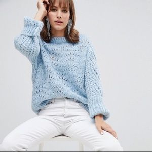 River Island Knit Sweater in Light Blue - XS